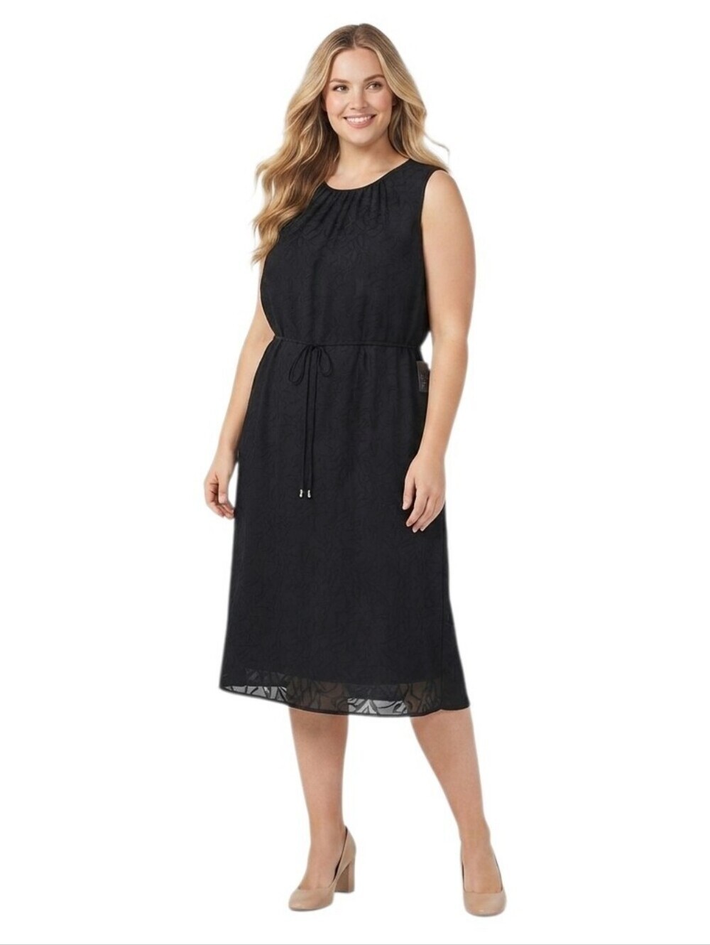 Lane Bryant Dress Plus Size 22/24 Black Sleeveless Belt Embroidered Pullover New